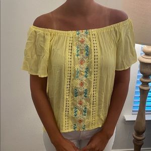 Off the shoulder yellow top